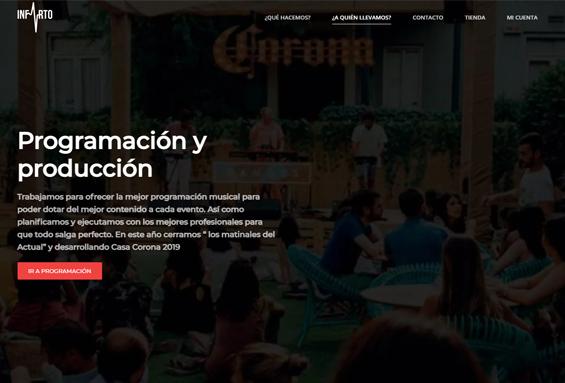 Pantallazo desarrollo de La página web Infarto producciones