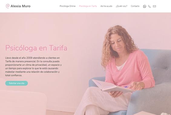 Pantallazo desarrollo de La página web Alexia muro