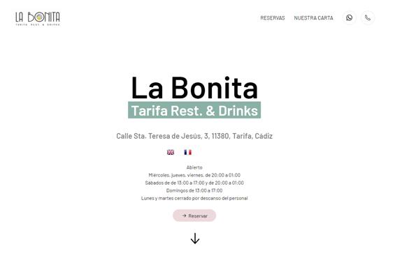 Pantallazo desarrollo de La página web La Bonita Tarifa